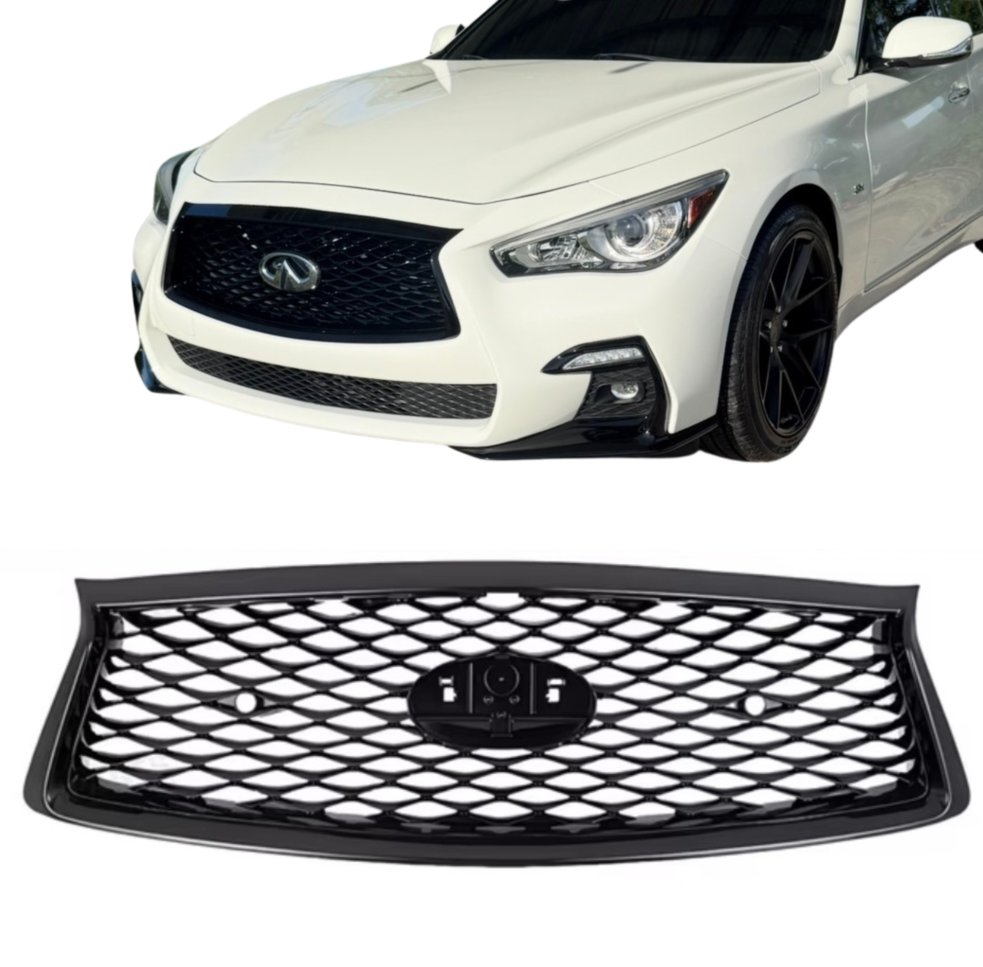 Infiniti Q50 Front Grille (2018–2024) – Gloss Black Upgrade