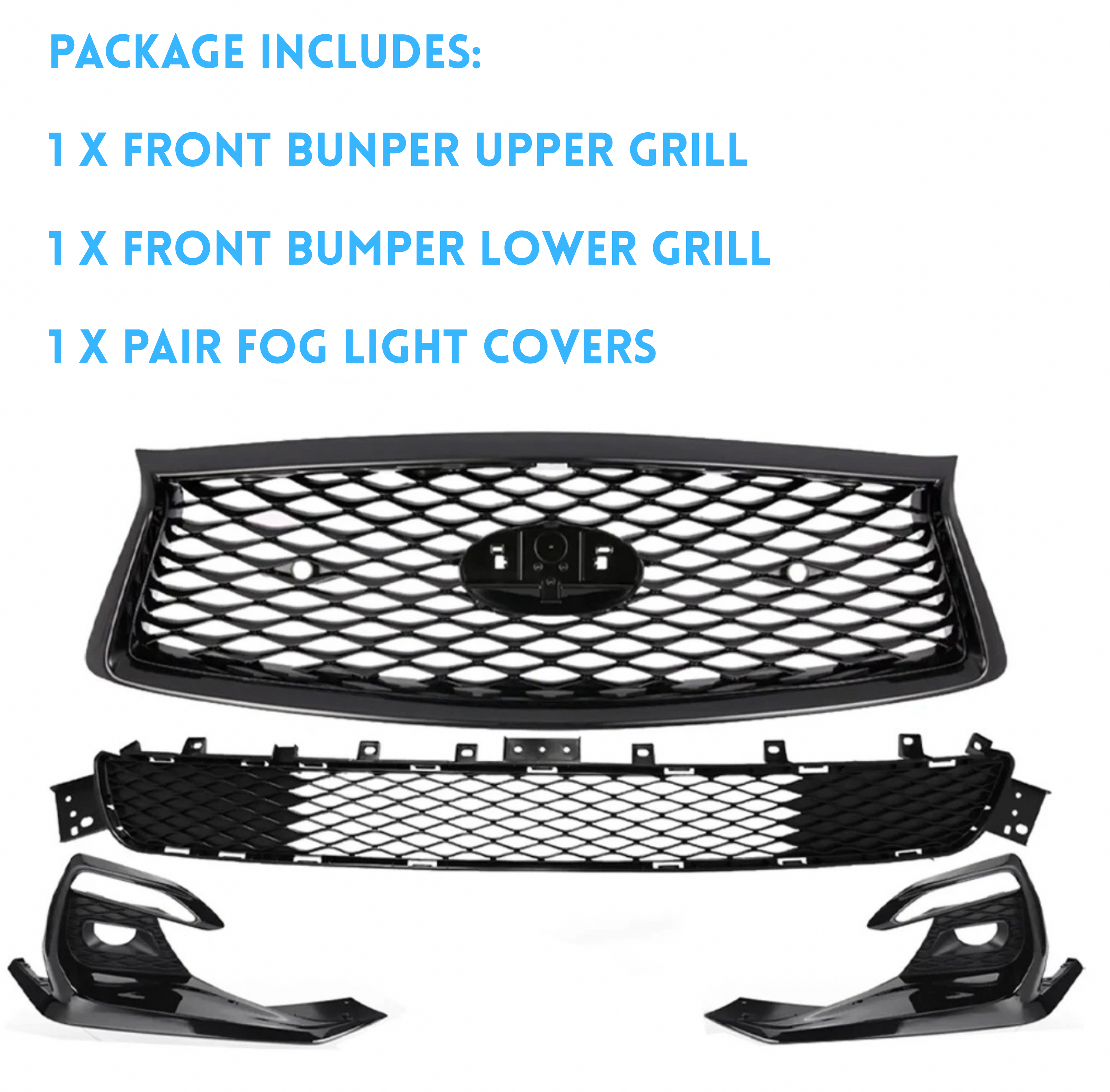 Gloss Black Grille Kit – 2018-2024 Infiniti Q50 Red Sport | JRAccessories