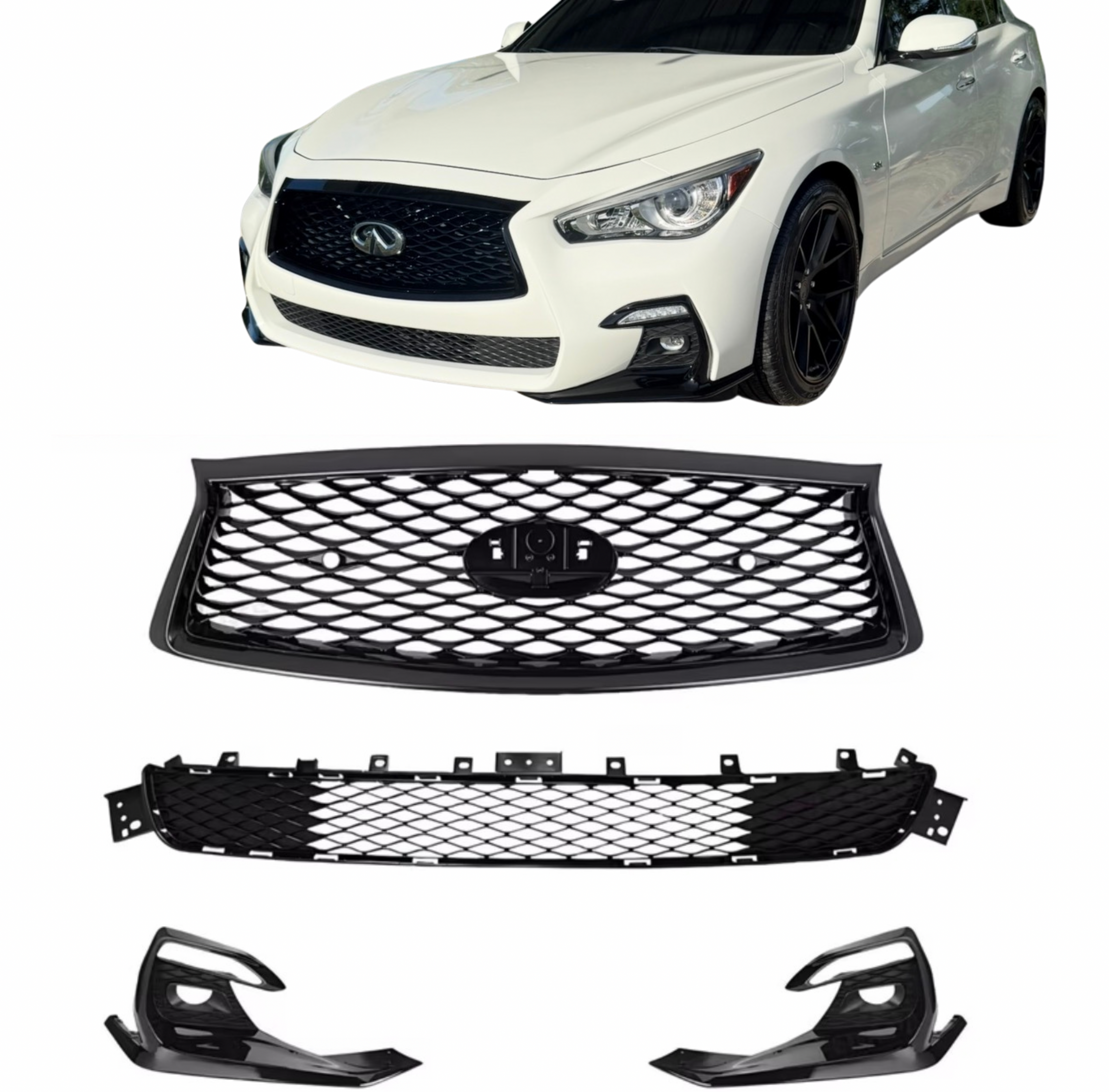 Gloss Black Grille Kit – 2018-2024 Infiniti Q50 Red Sport | JRAccessories