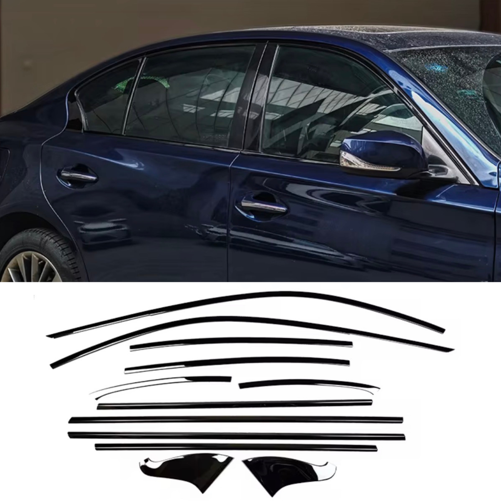 Gloss Black Chrome Delete Window Trim Kit for Infiniti Q50 (2014–2024) – Stainless Steel