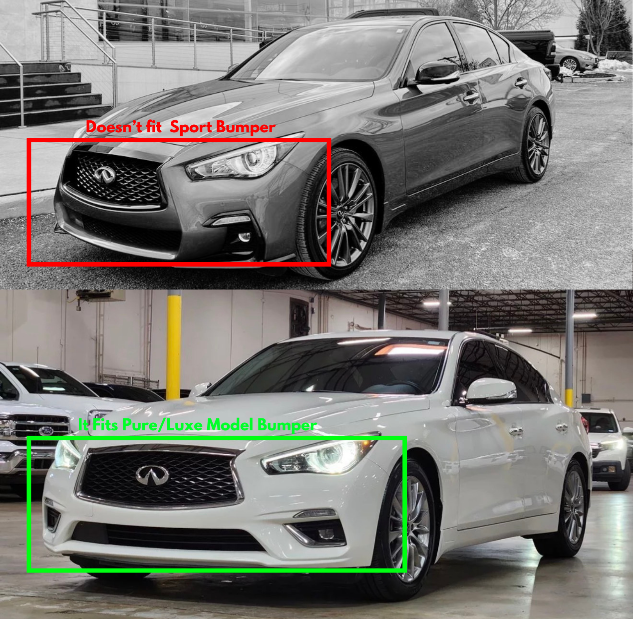 Gloss Black Front Lip – Infiniti Q50 Pure/Luxe 2018-2024